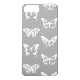 Butterfly sketch, silver grey and white Case-Mate iPhone case