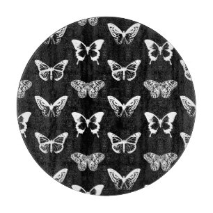 Butterfly sketch, white and black cutting board