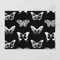 Butterfly sketch, white and black