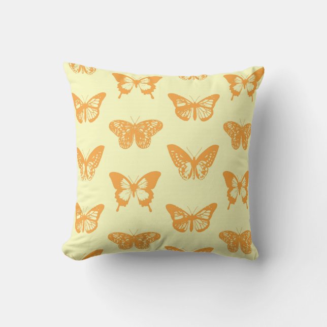 Butterfly sketch, yellow and orange cushion (Front)