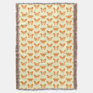 Butterfly sketch, yellow and orange throw blanket