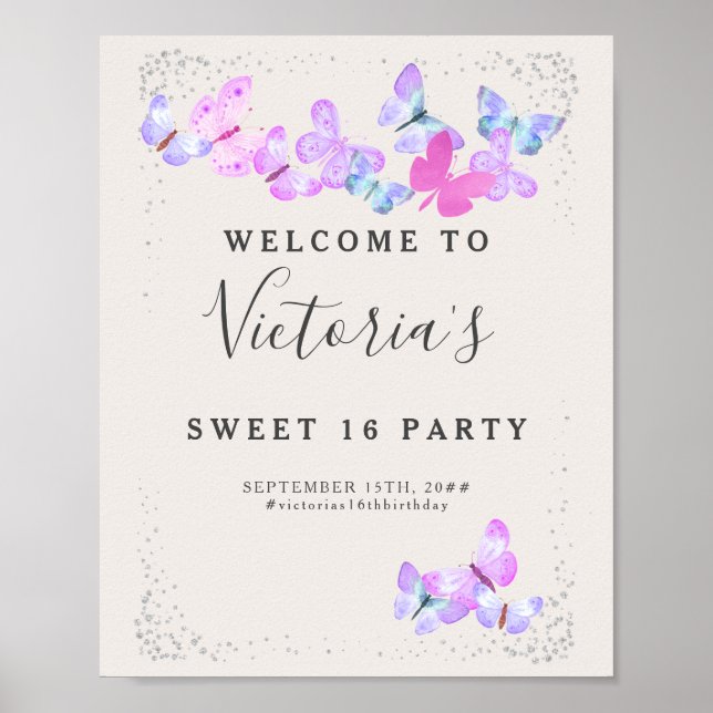 Butterfly Skies Watercolor Butterflies Welcome Poster (Front)