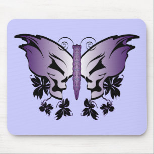Butterfly Skull Purple Mouse Pad