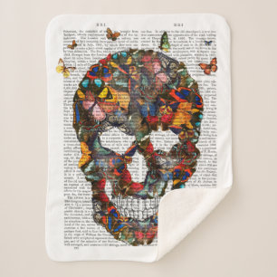 Butterfly Skull Sherpa Blanket