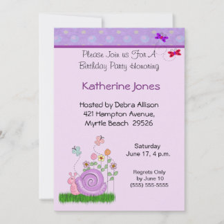 Butterfly & Snail Birthday Invitation