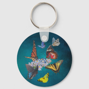 butterfly sobriety symbol aluminu round keychain