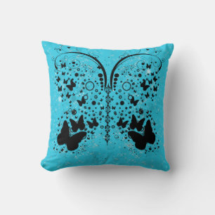 Butterfly Sparkles AQUA BLUE Pillow