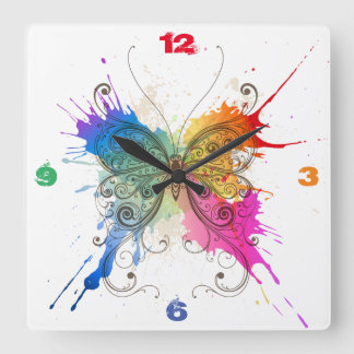 Butterfly Splash Art clock