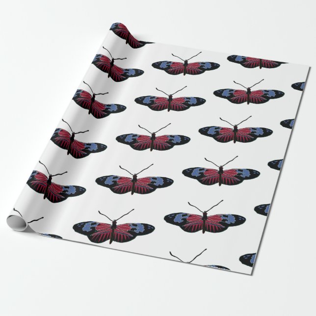 Butterfly Spring Art Wrapping Paper (Unrolled)
