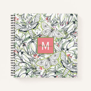 Butterfly Spring Floral Monogram Notebook