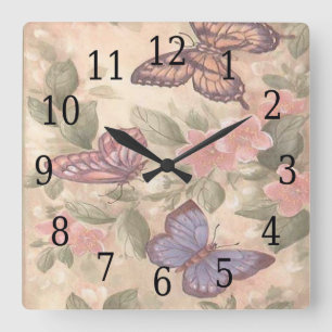 Butterfly Square Clock