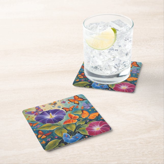 Butterfly Square Paper Coaster (Insitu)