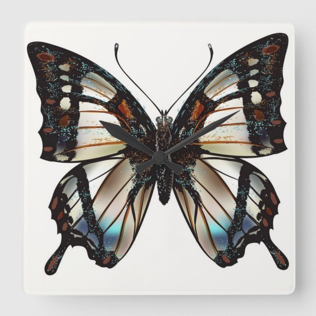 Butterfly Square Wall Clock (Front)