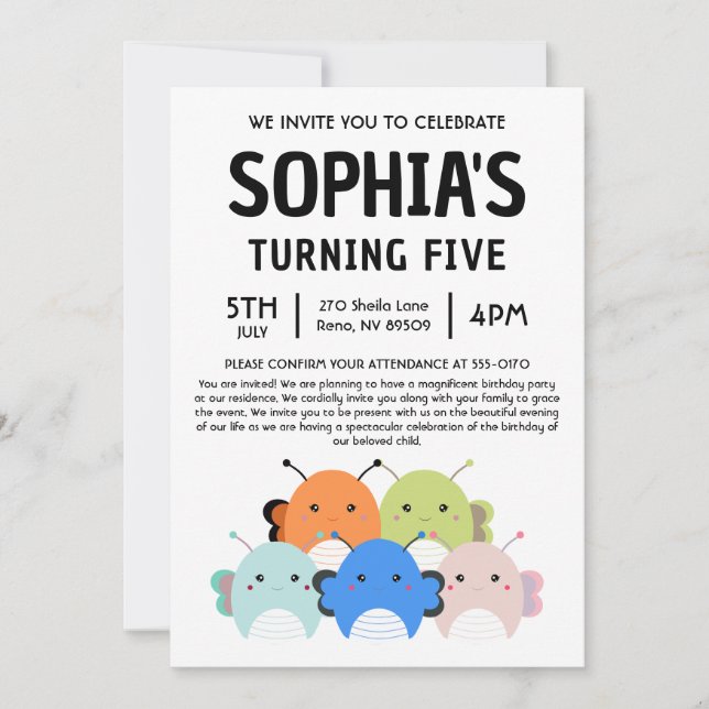 Butterfly Squishmallow Birthday Party Invitation (Front)