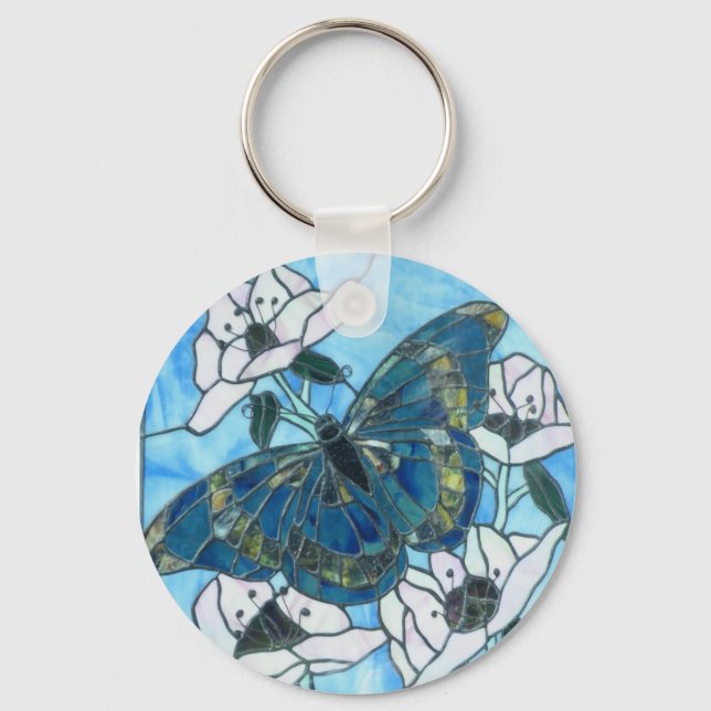 Butterfly stained glass keychain (Front)