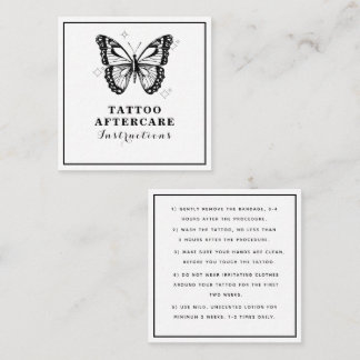 Butterfly & Starry Tattoo Aftercare Instructions Square Business Card