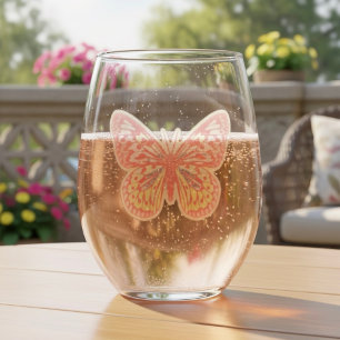 Butterfly Stemless Wine Glass