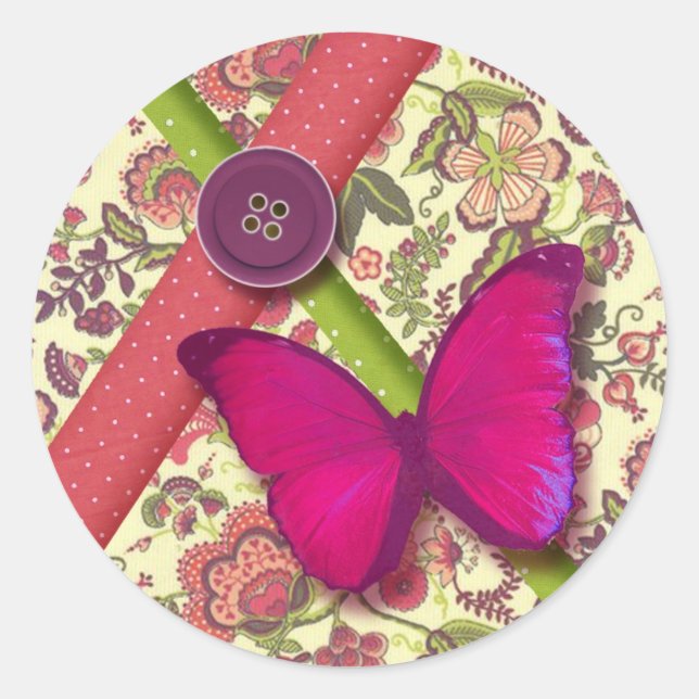 butterfly sticker liberty peas rose green chic (Front)