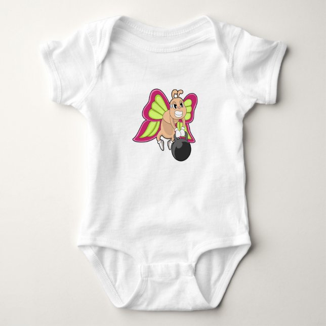 Butterfly Strength training Dumbbell Baby Bodysuit (Front)