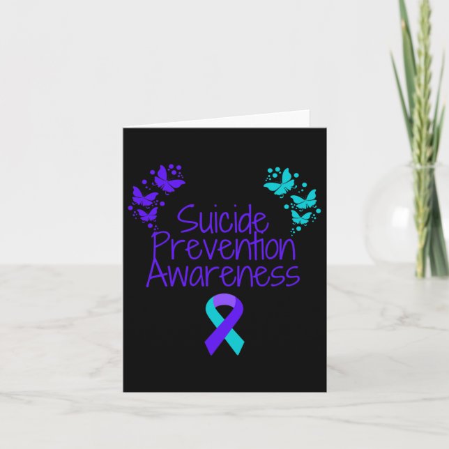 Butterfly Suicide Prevention Awareness Teal And Pu Card (Front)
