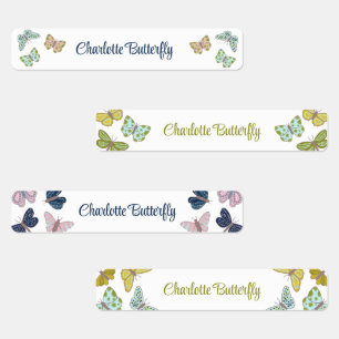 Butterfly  Summer Pink Blue Yellow Labels