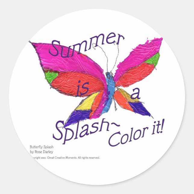 Butterfly Summer Splash Classic Round Sticker (Front)