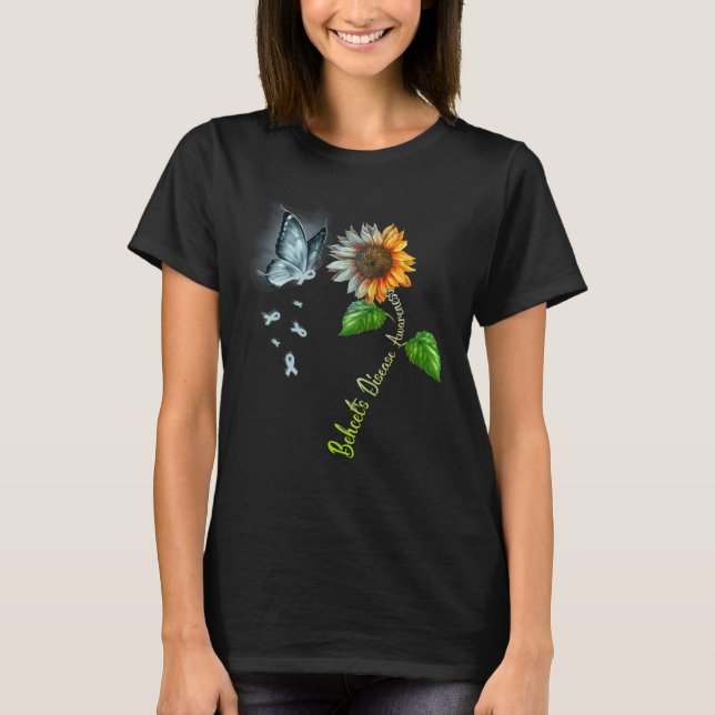 Butterfly Sunflower Behcet s Disease Awareness T-Shirt (Front)