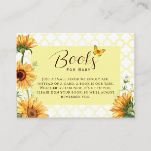 Butterfly Sunflower Books for Baby Shower Card
