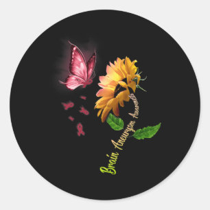 Butterfly Sunflower Brain Aneurysm Awareness 1 Classic Round Sticker