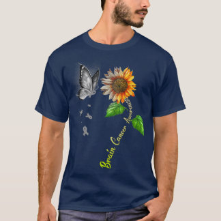 Butterfly Sunflower Brain Cancer Awareness  T-Shirt
