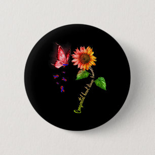 Butterfly Sunflower Congenital Heart Disease Aware 6 Cm Round Badge