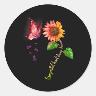 Butterfly Sunflower Congenital Heart Disease Aware Classic Round Sticker