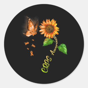 Butterfly Sunflower Crps Awareness 1 Classic Round Sticker