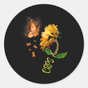 Butterfly Sunflower Crps Awareness Classic Round Sticker