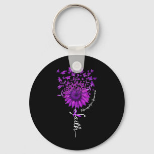 Butterfly Sunflower Fibromyalgia Awareness 1  Key Ring
