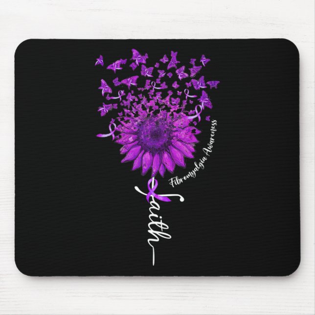 Butterfly Sunflower Fibromyalgia Awareness 1  Mouse Pad (Front)