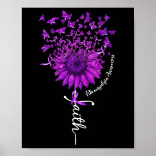 Butterfly Sunflower Fibromyalgia Awareness 1  Poster