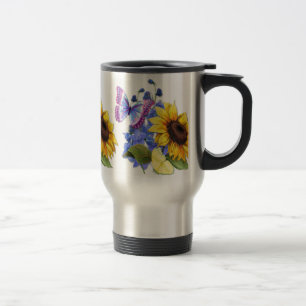 Butterfly Sunflower Garden Travel Mug
