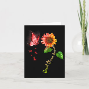 Butterfly Sunflower Heart Disease Awareness Card