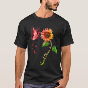 Butterfly Sunflower Heart Disease Awareness  T-Shirt