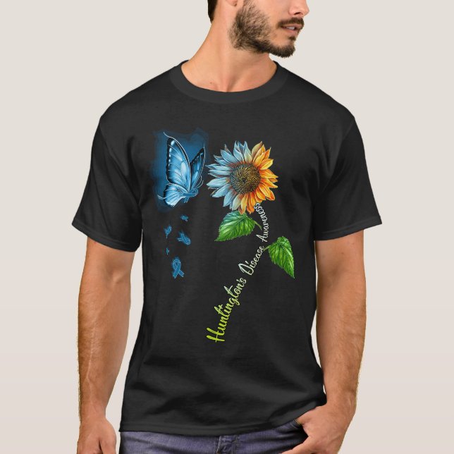 Butterfly Sunflower Huntington's Disease Awareness T-Shirt (Front)