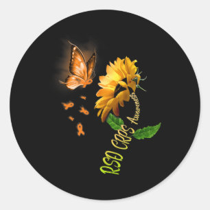 Butterfly Sunflower RSD CRPS Awareness 1 Classic Round Sticker