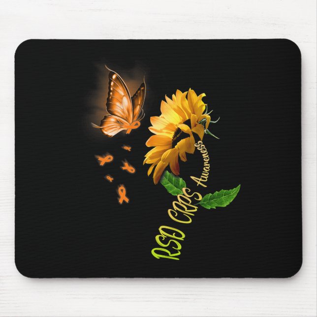 Butterfly Sunflower Rsd Crps Awareness 1  Mouse Pad (Front)