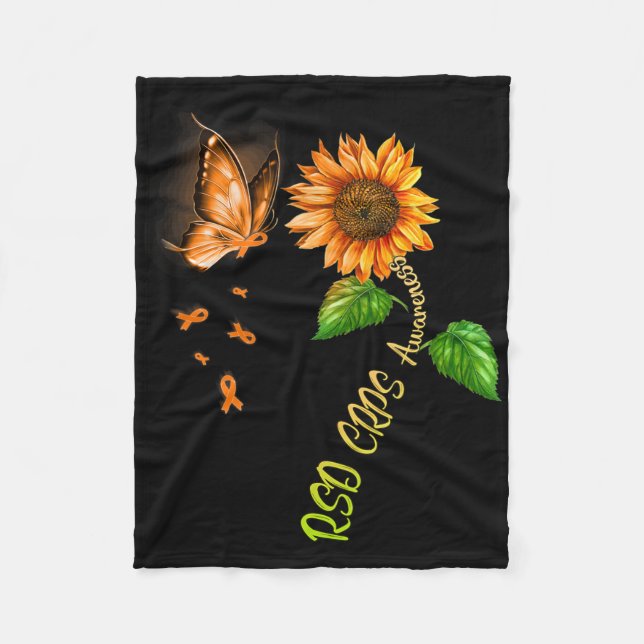 Butterfly Sunflower Rsd Crps Awareness  Fleece Blanket (Front)