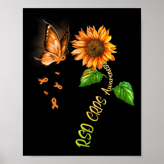 Butterfly Sunflower Rsd Crps Awareness  Poster (Front)