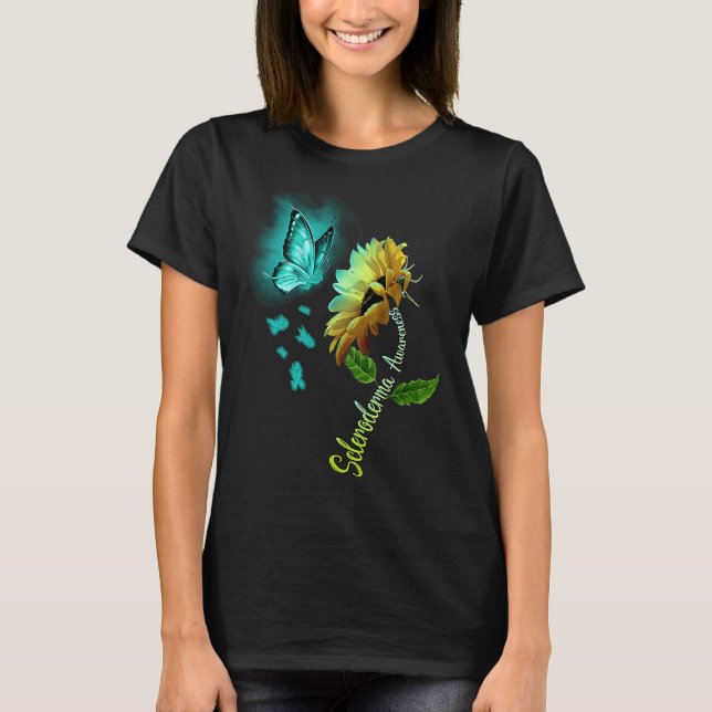 Butterfly Sunflower Scleroderma Awareness T-Shirt (Front)