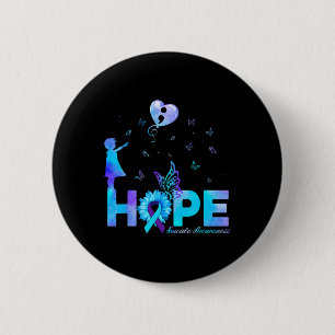 Butterfly Sunflower Suicide Prevention Awareness  6 Cm Round Badge