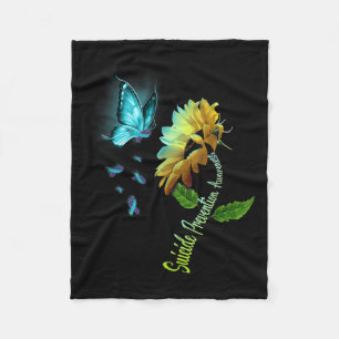 Butterfly Sunflower Suicide Prevention Awareness Fleece Blanket