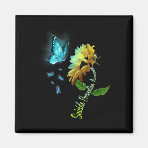 Butterfly Sunflower Suicide Prevention Awareness  Magnet
