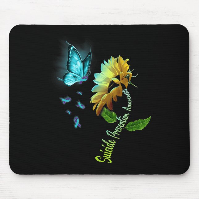 Butterfly Sunflower Suicide Prevention Awareness  Mouse Pad (Front)